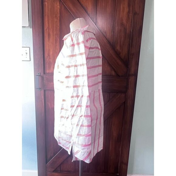 Soft Surroundings 100% Cotton Woven Long Sleeve Pink Stripe Tunic Top Women's L - Picture 5 of 10